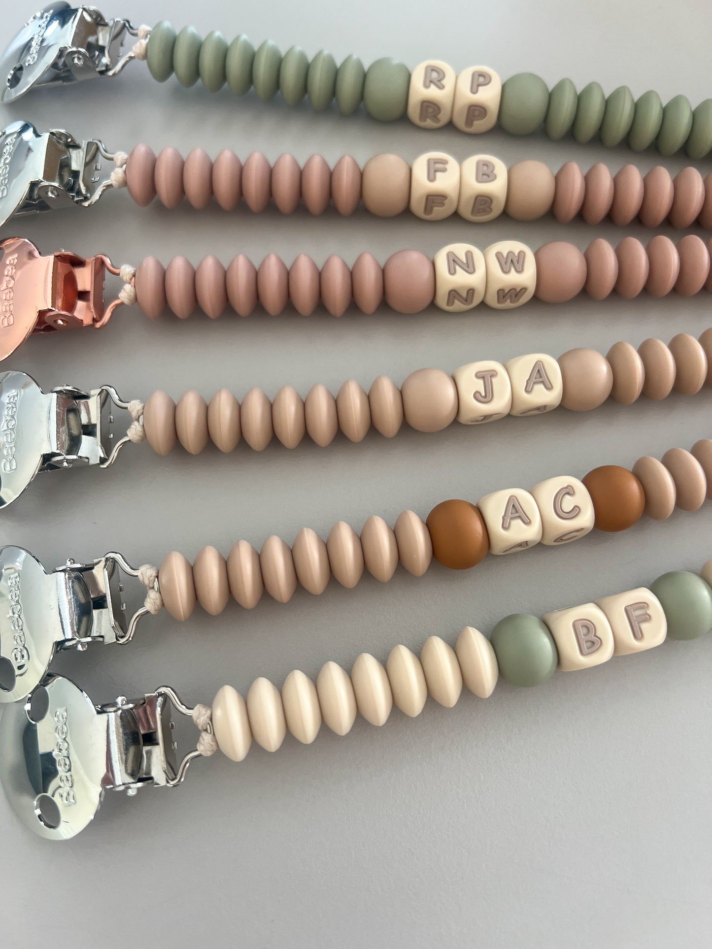 Personalised INITIAL Dummy Soother Clips