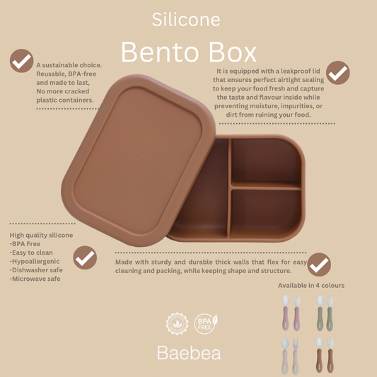 Silicone Bento Lunch Box & Utensils Bundle
