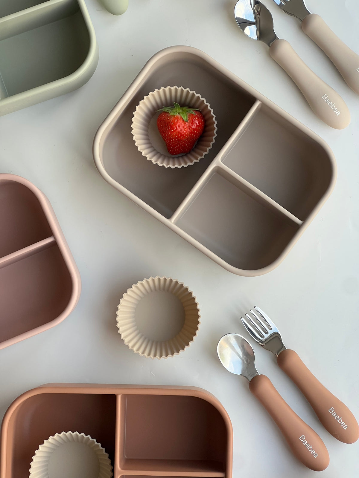 Silicone Bento Lunch Box & Utensils Bundle
