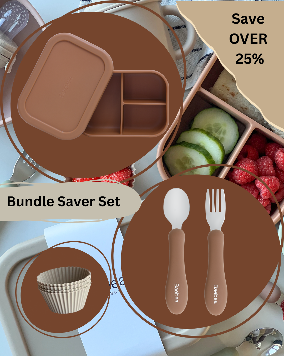 Silicone Bento Lunch Box & Utensils Bundle